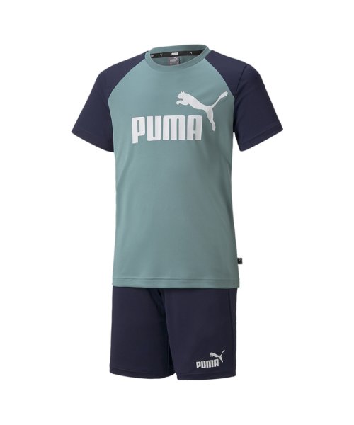 PUMA(プーマ)/キッズ ボーイズ ポリ 半袖 Tシャツ アンド ショーツセット 120－160cm/MINERALBLUE-PEACOAT