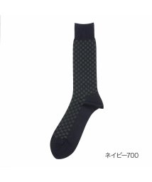 fukuske(フクスケ)/福助 公式 靴下 メンズ fukuske 市松柄 クルー丈 2f807v<br>25－26cm ブラック 紳士 男性 フクスケ fukuske/ネイビー