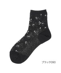 manzoku(満足)/福助 公式 靴下 レディース 満足 冷感 フラワー メッシュ ショート丈 3145－13k<br>23－24cm ホワイト 婦人 女性 フクスケ fukuske/ブラック