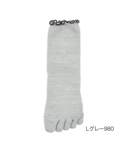 manzoku(満足)/福助 公式 靴下 レディース 満足 ゆびすぽっ メローミシン 五本指  クルー丈 3145－71k<br>23－25cm アイボリー 婦人 女性 フクスケ fu/ライトグレー