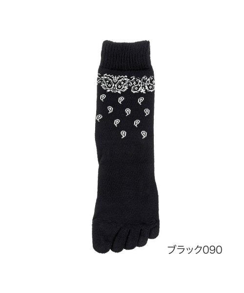 manzoku(満足)/福助 公式 靴下 レディース 満足 ゆびすぽっ 五本指  クルー丈 3145－72k<br>23－25cm オフホワイト 婦人 女性 フクスケ fukuske/ブラック