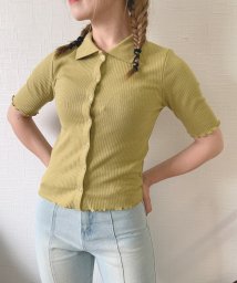 aimoha(aimoha（アイモハ）)/韓国風ポロシャツニット 韓国ファッション ハイウエスト/イエロー