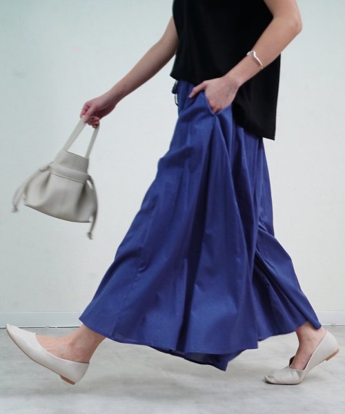 Fizz(フィズ)/スカート見えシアーツイルイージーギャザーパンツ　CHiLL365 ワイドパンツ スカンツ/ブルー