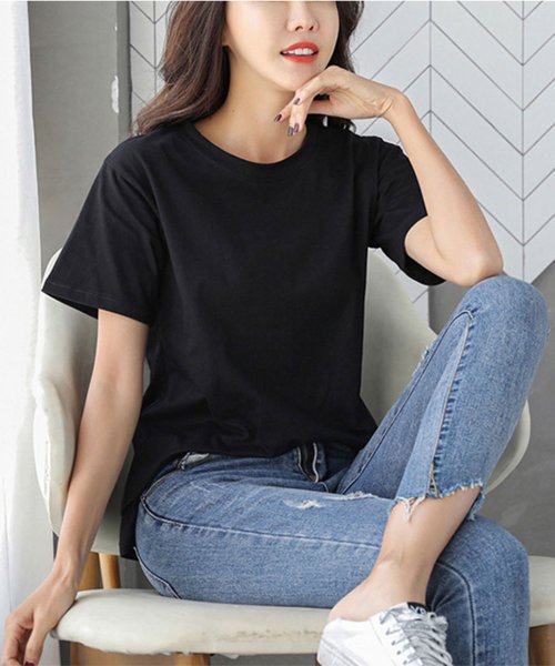 セール シンプル半袖tシャツ おしゃれ 可愛い シンプルデザイン ウエストイン 合わせやすい 無地 春 夏 秋 レディース アミュレット Amulet Magaseek