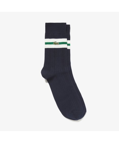 ボーダーパネルミドル丈ソックス ラコステ メンズ Lacoste Mens Magaseek