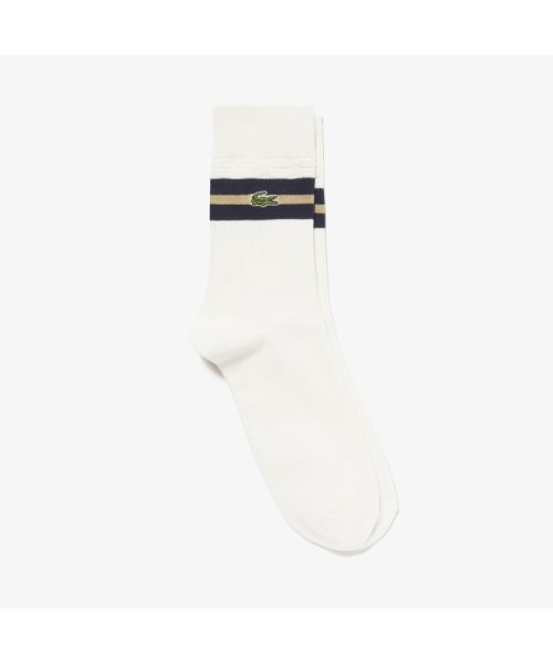 ボーダーパネルミドル丈ソックス ラコステ メンズ Lacoste Mens Magaseek