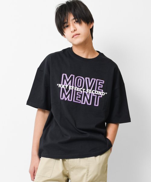 RAT EFFECT(ラット エフェクト)/MOVEMENTロゴプリントTシャツ/ブラック