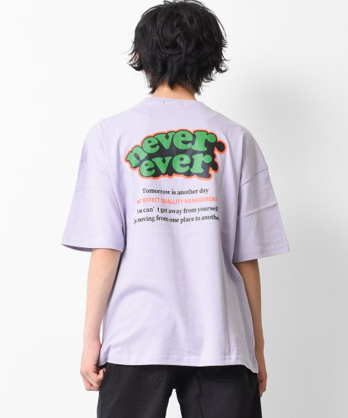 RAT EFFECT(ラット エフェクト)/nevereverバックロゴプリントTシャツ/パープル