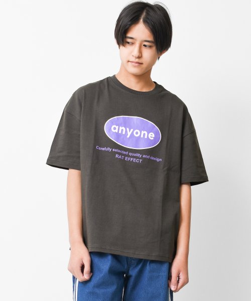 RAT EFFECT(ラット エフェクト)/anyoneサークルロゴプリントTシャツ/チャコールグレー