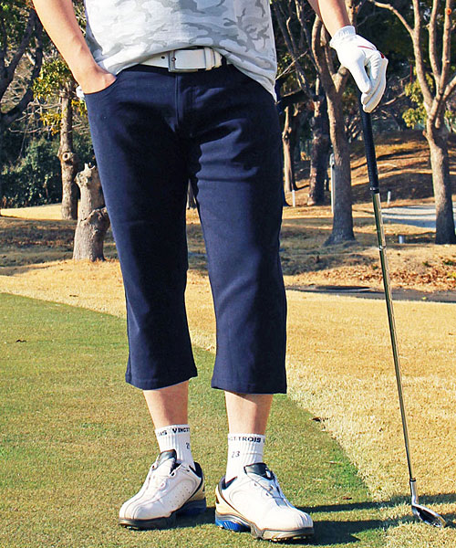 【マリクレール】ゴルフパンツ　ゴルフウェア　美品　M　黒　クロップ丈