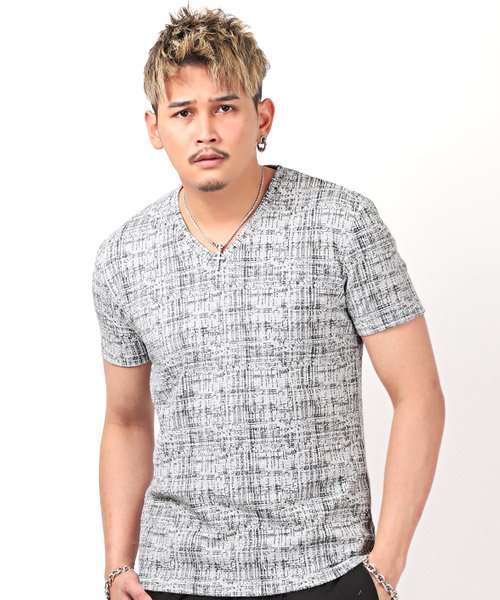 セール モザイクチェックvネックtシャツ Tシャツ メンズ 半袖 Vネック モザイクチェック チェック柄 ラグスタイル Luxstyle Magaseek