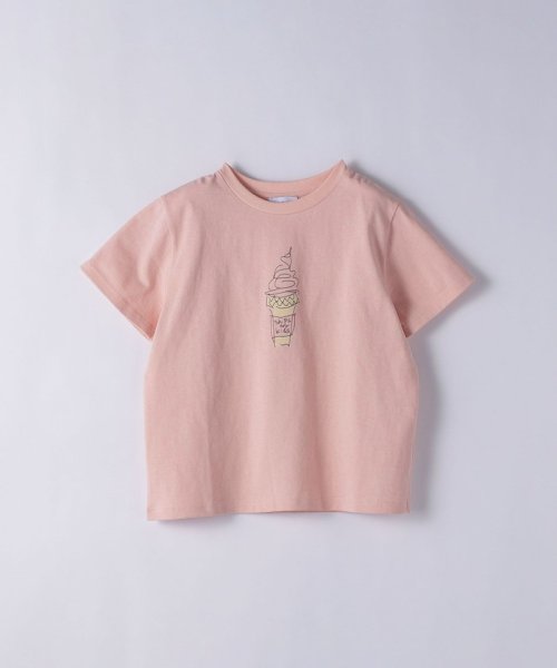 SHIPS any WOMEN(シップス　エニィ　ウィメン)/SHIPS any: ドローイング プリント 半袖 Tシャツ <KIDS>/ピンク