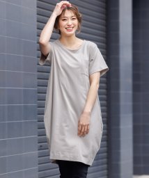 mili an deni(ミリアンデニ)/レディース ワンピース Tシャツ カットソー ショート丈 半袖 ポケット付き/グレージュ