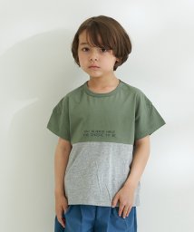 b-ROOM(ビールーム)/バイカラードロップ半袖Tシャツ【PTPR】/モスグリーン