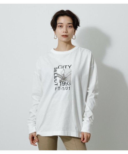 AZUL by moussy(アズールバイマウジー)/CITY SELECT LONG SLEEVE TEE/O/WHT1