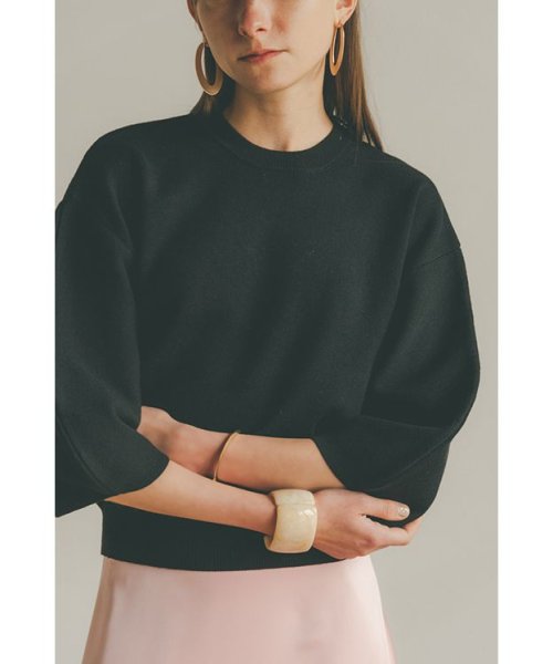 CLANE(クラネ)/BALLOON SLEEVE KNIT TOPS/BLACK