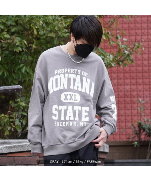 セール オーバーサイズ スウェット メンズ トレーナー レディース Montana ロゴ ビッグスウェット ビッグシルエット プルオーバー 長袖 トップス 綿100 ワンフォークロージング 1111clothing Magaseek