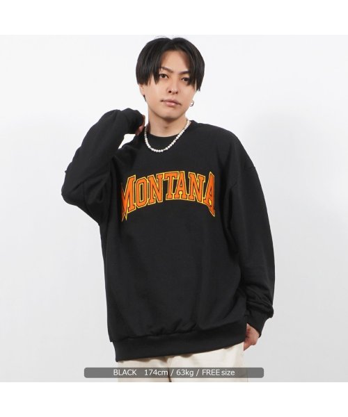 セール オーバーサイズ スウェット メンズ トレーナー レディース Montana ワッペン刺繍 スウェットシャツ ビッグシルエット プルオーバー 長袖 トップス ワンフォークロージング 1111clothing Magaseek