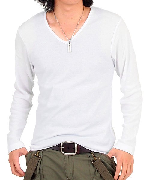 Tシャツ メンズ ロンT 長袖 7分袖 ストレッチ タイト 細身 フライス 無地 Vネック ロングTシャツ 大きいサイズ  インナー(504631801) | トップイズム(TopIsm) - MAGASEEK