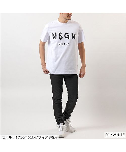 MSGM 半袖Tシャツ メンズ 手書き風 ロゴ 1000MM97 ネイビー／ブラック