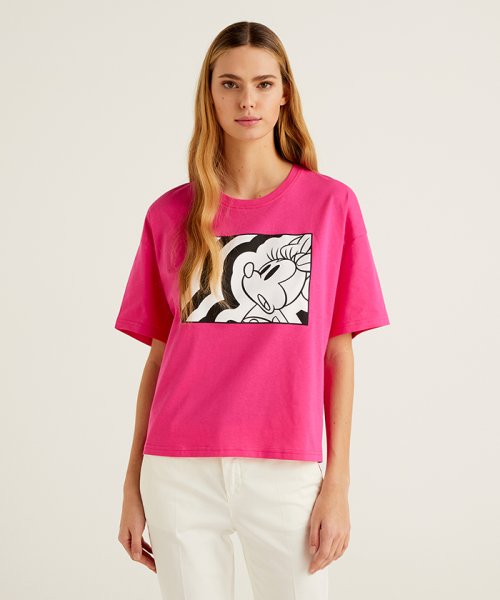 Disney ディズニー コラボ ミッキー ミニーマウス半袖tシャツ カットソー ベネトン レディース Benetton Women Magaseek