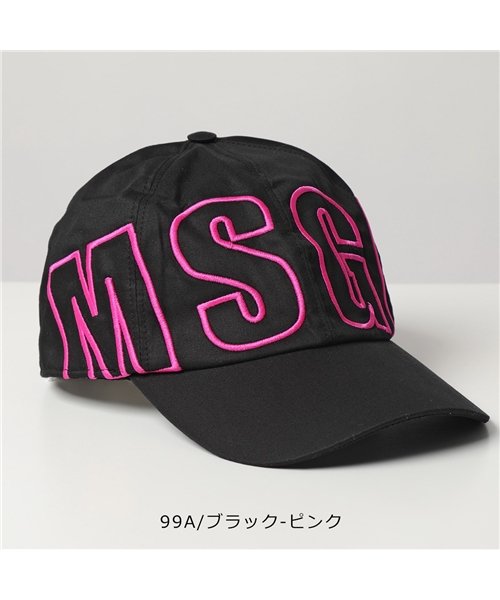 MSGM(MSGM)/【MSGM(エムエスジーエム)】ベースボールキャップ 3241MDL01 レディース ロゴ刺繍 コットン 帽子 スポーツ ネオン/ブラック×ピンク