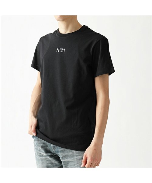 N°21(ヌメロ ヴェントゥーノ)/【N°21(ヌメロヴェントゥーノ)】F026 6332  半袖 Tシャツ クルーネック カットソー ちびロゴT メンズ/ブラック