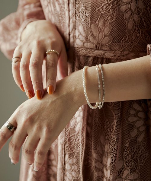 パーティー アクセサリー ブレスレット バングル ビジュー パール フェイクパール チェーン ラインストーン おしゃれ ドレス ワンピース 結婚式 セレモニー ニアナ Niana Magaseek