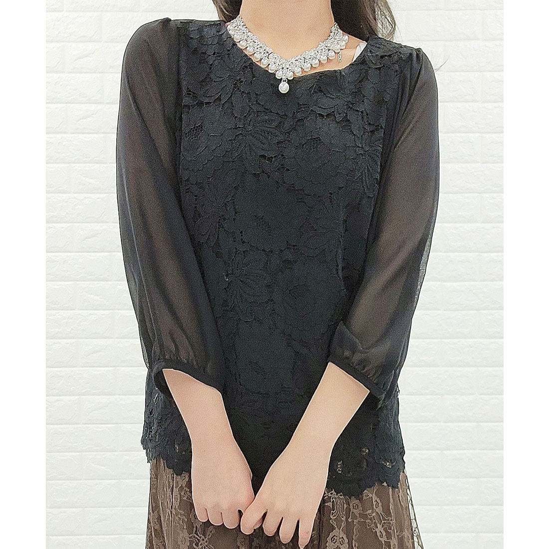 セール シフォンレース七分袖ブラウス レースレディース Lace Ladies Magaseek