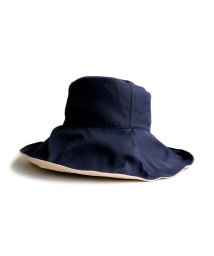 exrevo(エクレボ)/【UVカット リバーシブル ハット】洗える つば広帽子 レディース 手洗い 春夏 UV 日除け 帽子 つば広帽 畳める つば広 ストローハット UV対策 紫外線/ネイビー