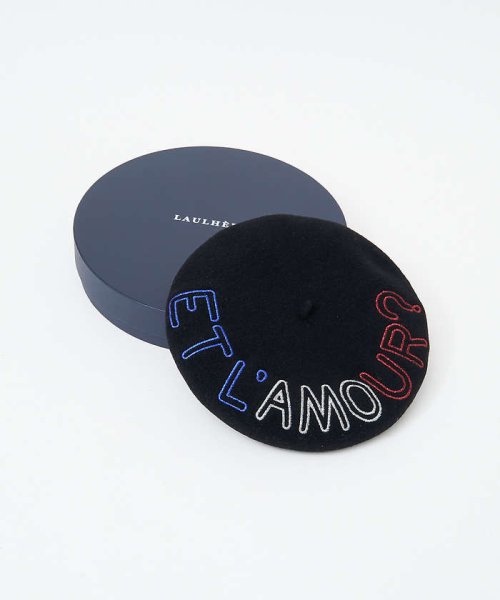 5351POURLESHOMMES(5351POURLESHOMMES)/【LAULHERE/ロレール】VERITABLE トリコロールベレー帽/ブラック
