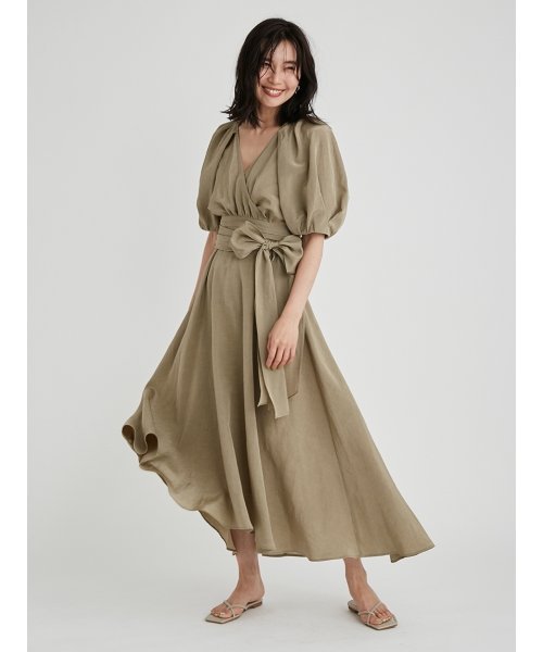 アセテートリネンカシュクールワンピース フレイ アイディー Fray I D Magaseek