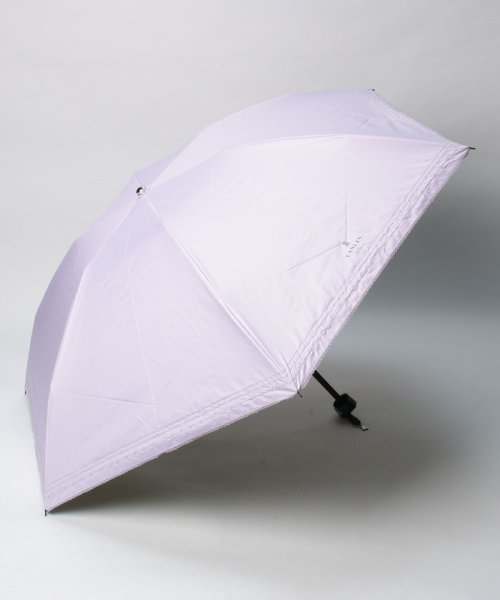 LANVIN en Bleu(umbrella)(ランバンオンブルー（傘）)/晴雨兼用折りたたみ日傘　”シルバーラメ×ダブルピコレース”/ライトパープル