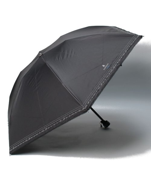 LANVIN en Bleu(umbrella)(ランバンオンブルー（傘）)/晴雨兼用折りたたみ日傘　”シルバーラメ×ダブルピコレース”/ブラック