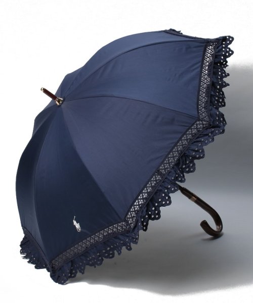 POLO RALPH LAUREN(umbrella)(ポロラルフローレン（傘）)/晴雨兼用日傘 ”無地 エンブフリル”/ネイビーブルー