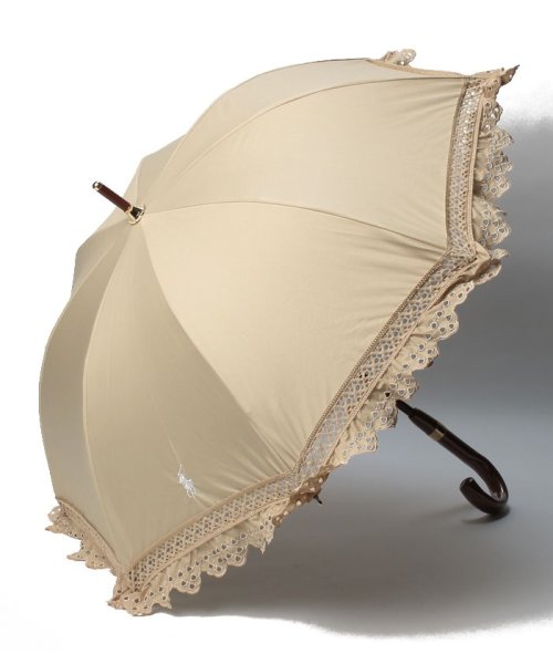 POLO RALPH LAUREN(umbrella)(ポロラルフローレン（傘）)/晴雨兼用日傘 ”無地 エンブフリル”/ブラウン