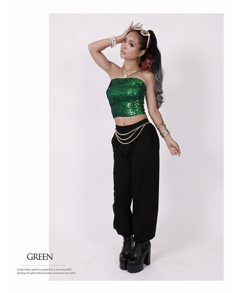 新品 スパンコールチューブトップ 舞台衣装 アイドル いやらしく 