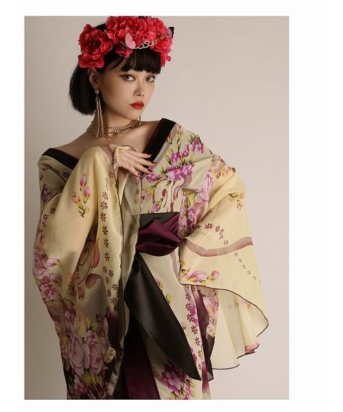 和柄 着物ドレス 和装 花魁 よさこい ボムシェル Bombshell Magaseek
