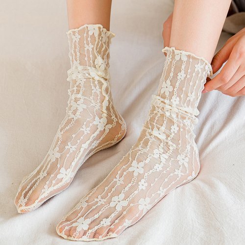 セール シースルーソックス 花柄レース 女性用 ミニミニストア Miniministore Magaseek
