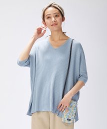 J.PRESS LADIES(J．プレス　レディス)/【洗える】コットンシルクリラクシー Vネック ニット/ダルブルー系