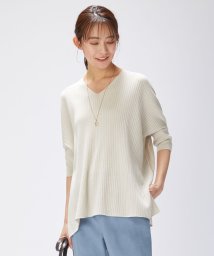 J.PRESS LADIES（LARGE SIZE）(J．プレス　レディス（大きいサイズ）)/【洗える】コットンシルクリラクシー Vネック ニット/アイボリー系