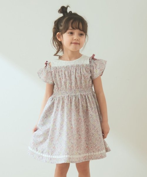 セール オンオフショルダー花柄プリント ワンピース エニファム キッズ Anyfam Kids Magaseek