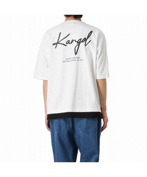 MAC HOUSE(men)(マックハウス（メンズ）)/KANGOL カンゴール 筆記体ロゴフェイクレイヤードTシャツ KPMC－10254/ホワイト