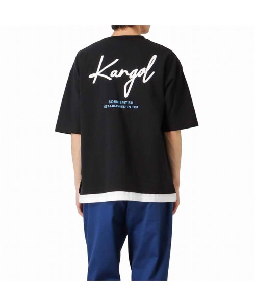 MAC HOUSE(men)(マックハウス（メンズ）)/KANGOL カンゴール 筆記体ロゴフェイクレイヤードTシャツ KPMC－10254/ブラック