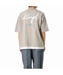 MAC HOUSE(men)(マックハウス（メンズ）)/KANGOL カンゴール 筆記体ロゴフェイクレイヤードTシャツ KPMC－10254/グレージュ