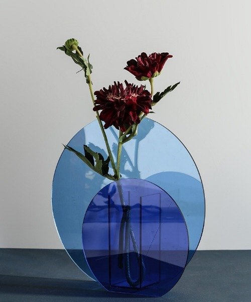aimoha(aimoha（アイモハ）)/【透明素材現代アート花瓶】 フラワーベース おしゃれ 花瓶 室内/ブルー