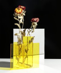 aimoha(aimoha（アイモハ）)/【透明素材現代アート花瓶】 フラワーベース おしゃれ 花瓶 室内/イエロー