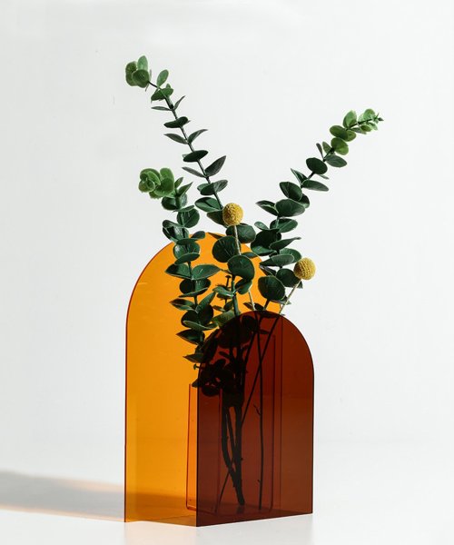 aimoha(aimoha（アイモハ）)/【透明素材現代アート花瓶】 フラワーベース おしゃれ 花瓶 室内/オレンジ