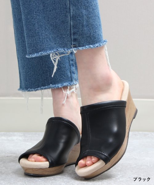 セール サンダル サボサンダル レディース 厚底 ウエッジソール 6cmヒール 甲深 ストレッチ シューズ クッション インソール 歩きやすい 春夏 疲れない 痛くない Lirio Blanco Lirio Blanco Magaseek