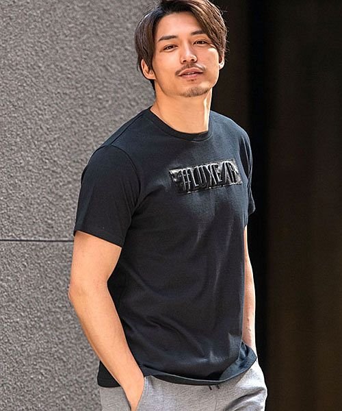 Luxe R 立体puレザーボックスロゴクルーネック半袖tシャツ メンズ ブランド カジュアル 大人 おしゃれ スポーツ クルーネック ロゴ カットソー 黒 白 エスビーセレクト Sb Select Magaseek